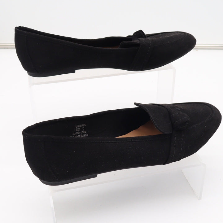 C Label Womens Black Faux Suede Loafers Flats Size 10 Slip On Shoes