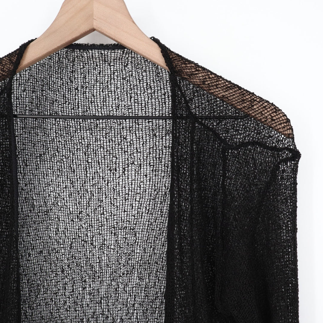 Shrug Sweater Womens Black Crochet Knitted Long Sleeve Versatile Open Front