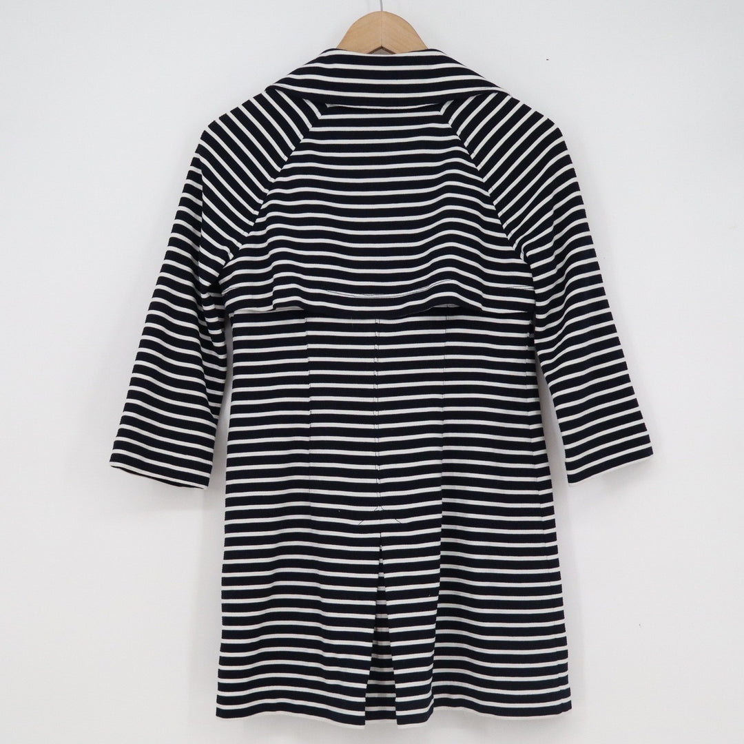 Cabi 5151 Navy White Striped Double Breasted Coat Jacket XS Womens Raglan Sleeve