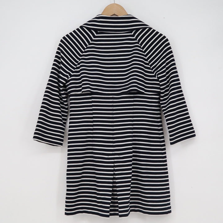 Cabi 5151 Navy White Striped Double Breasted Coat Jacket XS Womens Raglan Sleeve