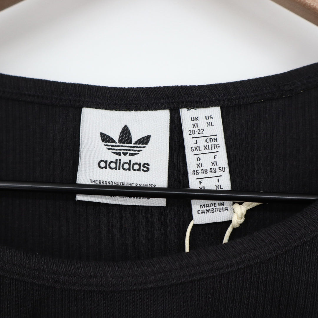 Adidas Originals Womens ESS CROP LS Ribbed Long Sleeve Crop Top Black XL