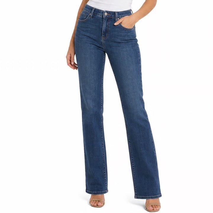 Chico's So Slimming Girlfriend Slim Leg Jeans Medium Wash Blue Size 12R 2R