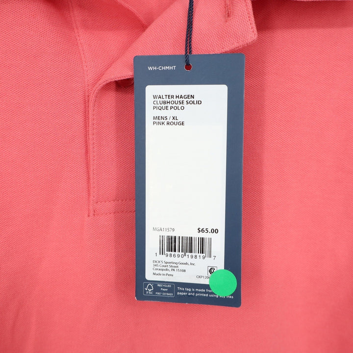 Walter Hagen Clubhouse Solid Pique Polo Mens XL Pink Rouge Short Sleeve
