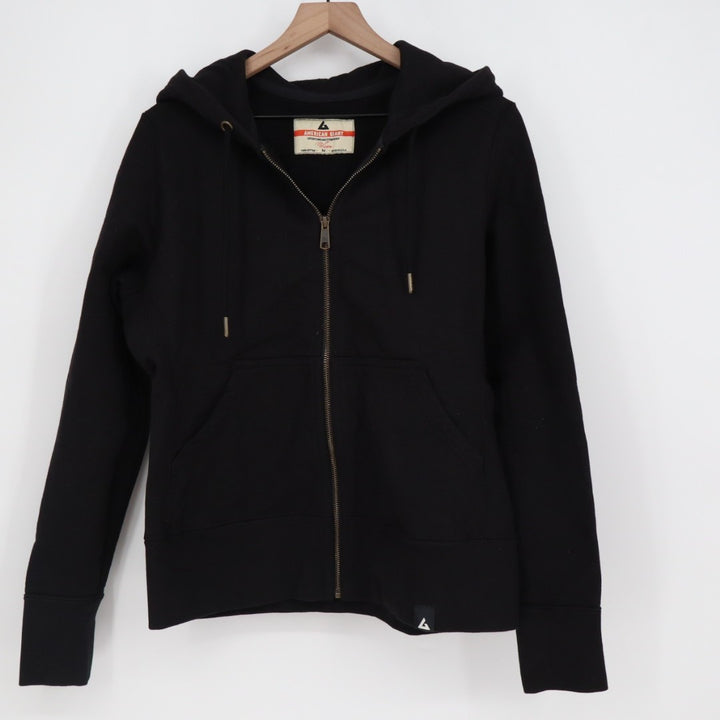 American Giant Hoodie Womens Medium Black Full Zip Cotton Logo Sherpa Lined