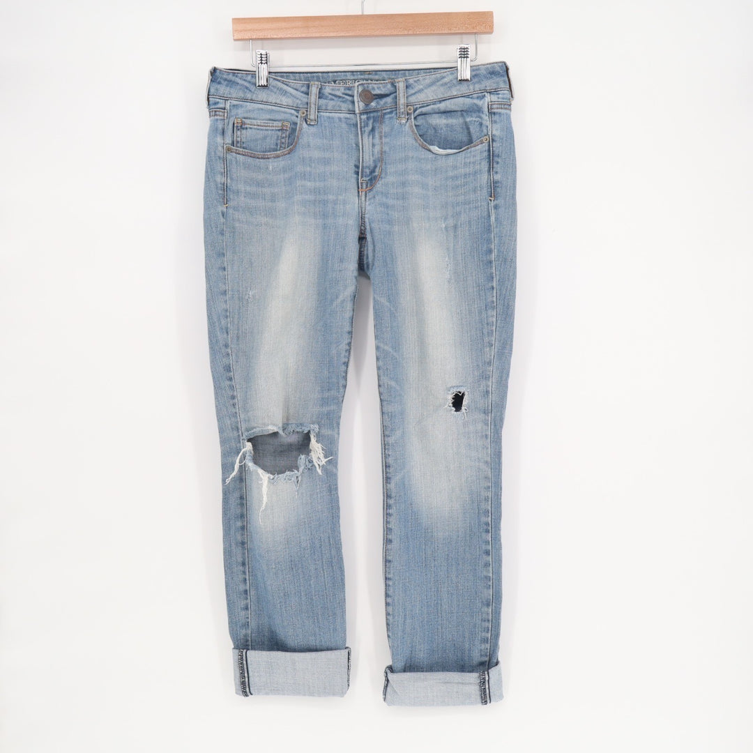 American Eagle Outfitters Jeans Womens 8 Blue Denim Cotton Distressed Skinny Leg