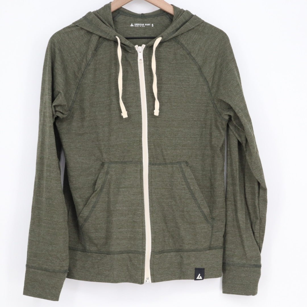 American Giant Lightweight Hoodie Womens Small Forest Night Heather Full Zip