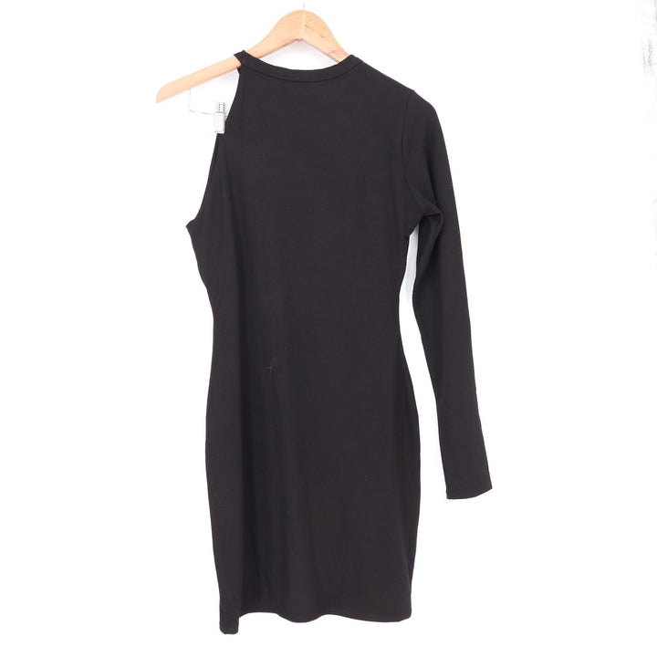 Naked Wardrobe Black Asymmetrical One Sleeve Cold Shoulder Mini Dress M