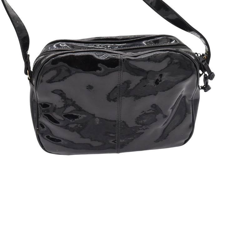 Unbranded Crossbody Bag Womens Medium Camera Bag Black Patent Glossy Fair