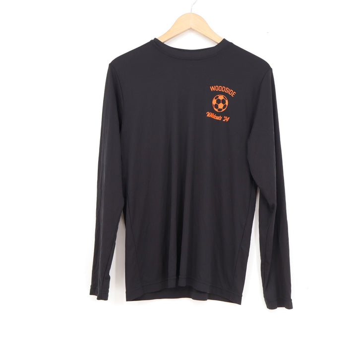 Woodside Wildcats Soccer Long Sleeve Performance Shirt Black Orange Boswell 6