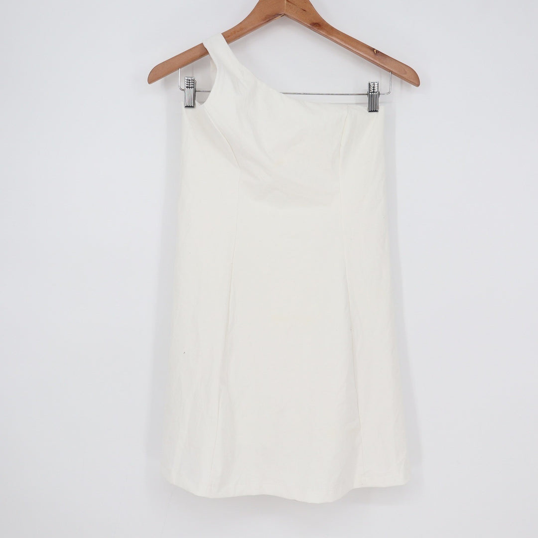 Outdoor Voices White One Shoulder Exercise Dress Small Asymmetrical Mini 7904