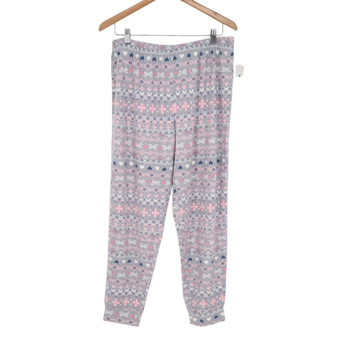 Cuddl Duds Fleece Pajama Bottom Womens Large Multi Printed Stretch Elastic Waist