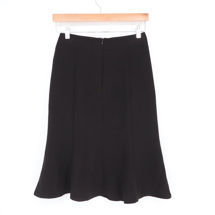 Black Belted Mermaid Midi Skirt Office Professional Flounce Hem Size 27 (9)