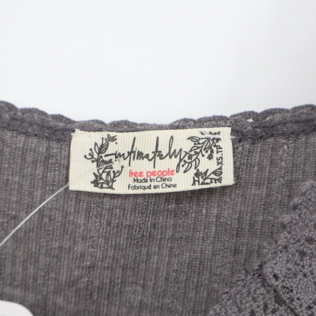 Intimately Free People Only You Tank Top Womens M Heather Grey Wide Strap Ribbed