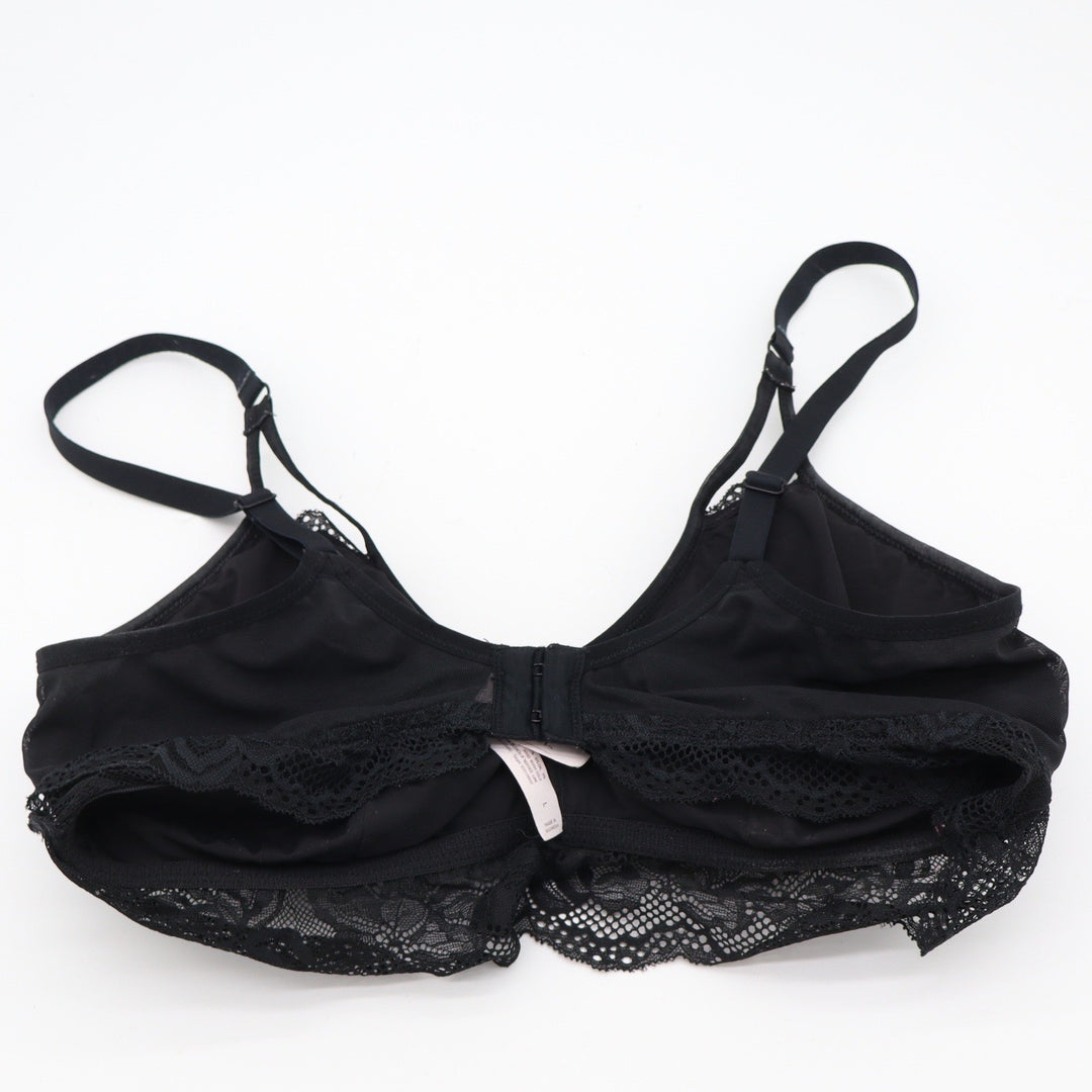 Auden Bralette Womens L Lightly Lined Lace Longline Black Adjustable Excellent