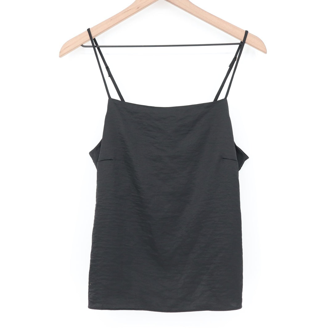 Auden Cami Pajama Top Womens Medium Black Square Neck Spaghetti Strap Sleepwear