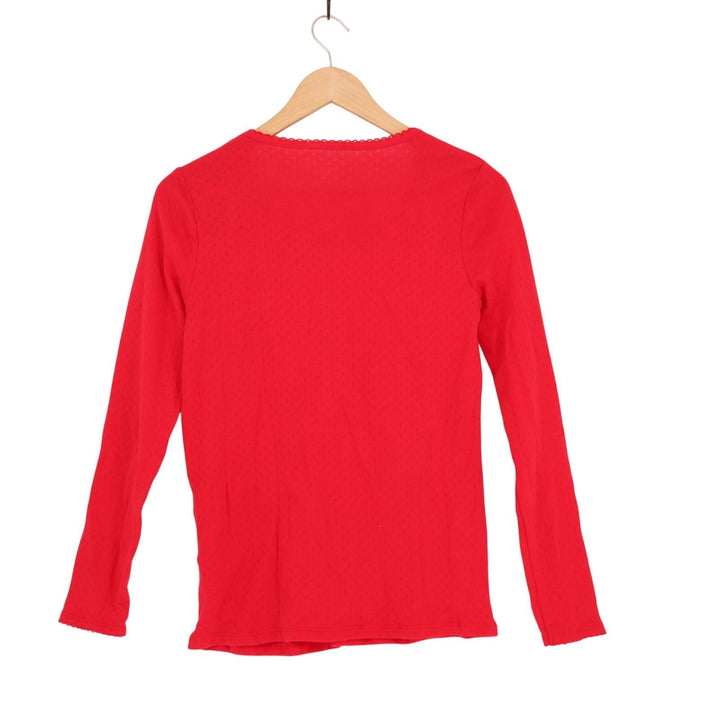 Charter Club Intimates Pajama Shirt Womens XS Red Cotton Scoop Neck Long Sleeve