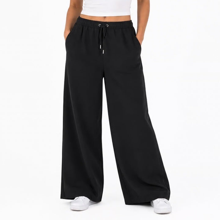 Athleta Black Wide Leg Crop Drawstring Waist Travel Pants Womens Size SP