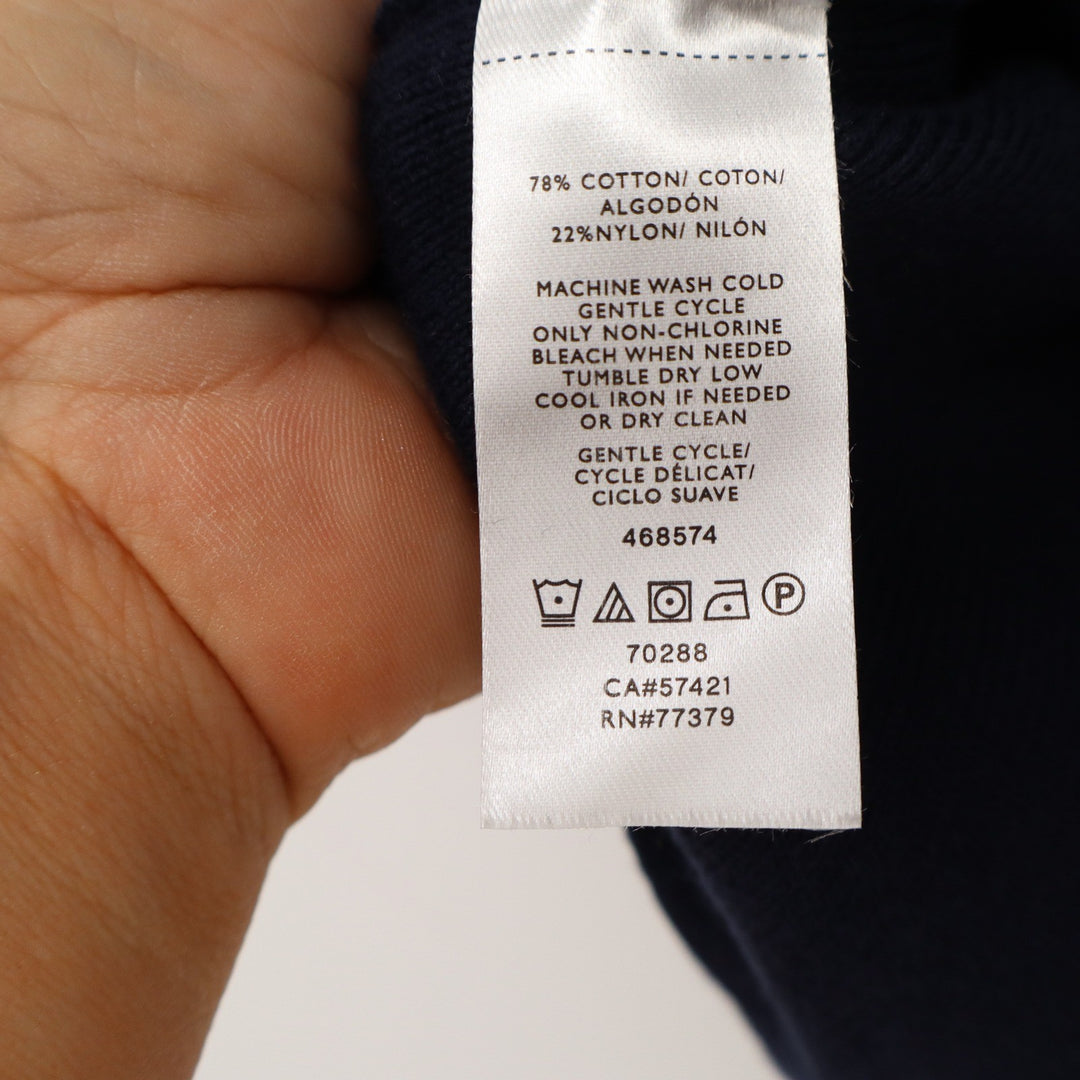 Ann Taylor Factory Navy Blue Mock Neck Sleeveless Knit Top Button Shoulder M