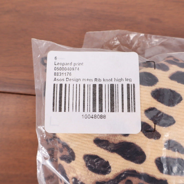 ASOS DESIGN Leopard Print Rib Knot High Leg Bikini Bottoms US Size 2