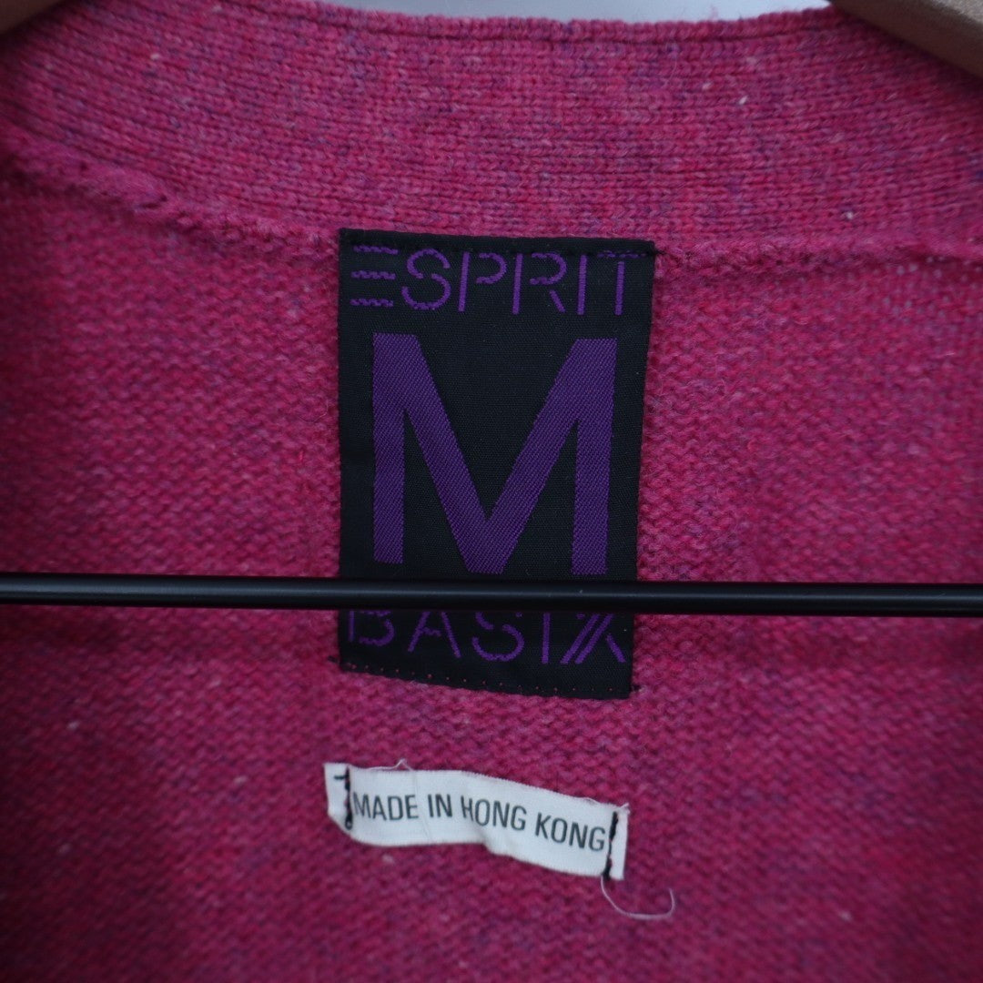 Esprit Cardigan Sweater Womens Pink wool Front Pockets Long Sleeve Winter Wear