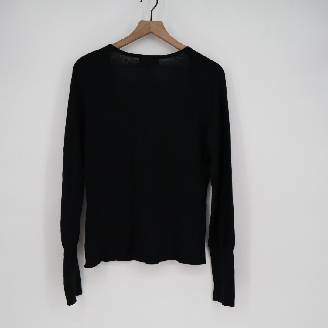 Soft Surroundings Sweater Womens large Black Knit V-Neck Ribbed Hem Long Sleeve