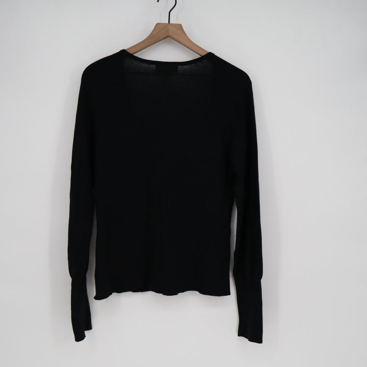 Soft Surroundings Sweater Womens large Black Knit V-Neck Ribbed Hem Long Sleeve