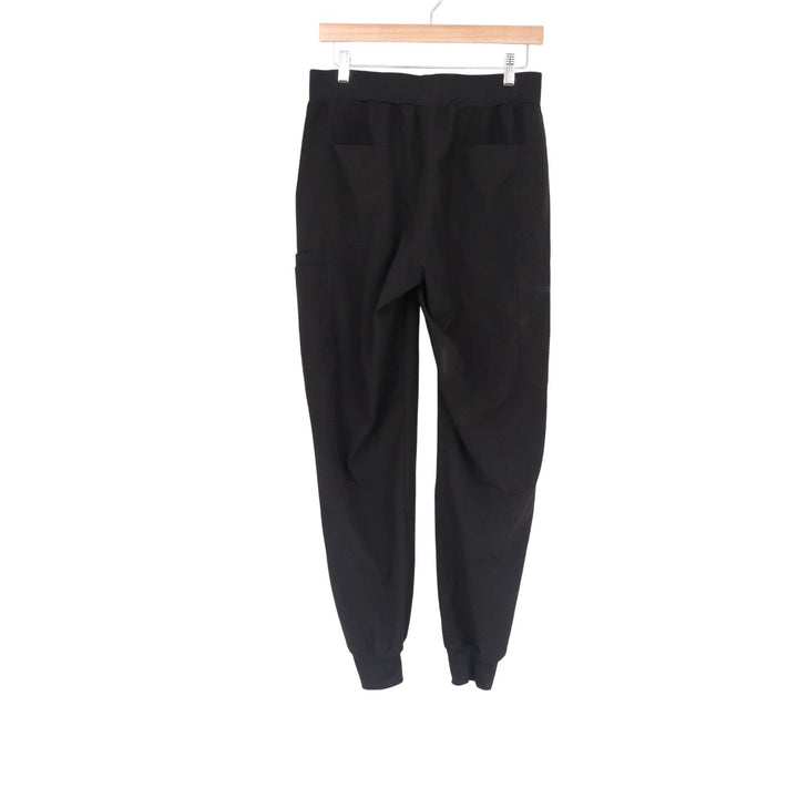 Black Jogger Scrub Pants Womens XS Tapered Elastic Waist Cargo Pockets Stretch