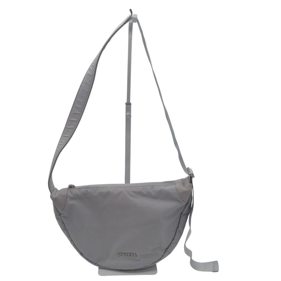 Athleta Revive Crossbody Bag Light Grey Nylon Crescent Sling Sporty