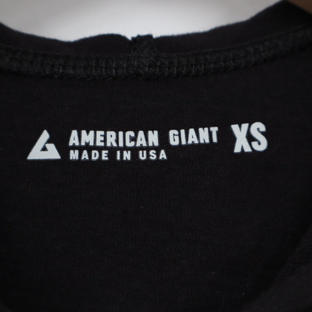 American Giant Women Black Full Zip Hoodie Raglan Sleeve Made USA XS