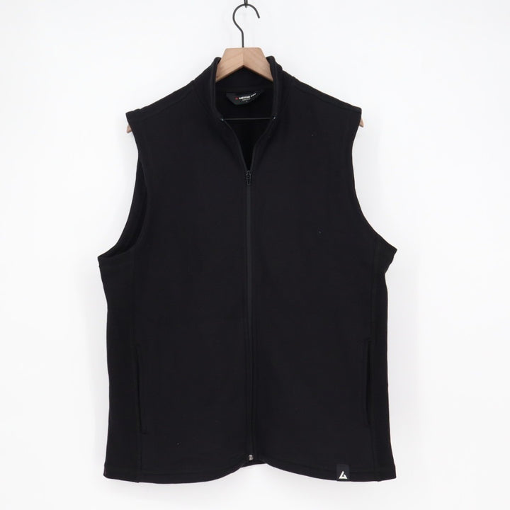 American Giant Midweight Vest Men's Large Black Full Zip Cotton Fleece Mock Neck