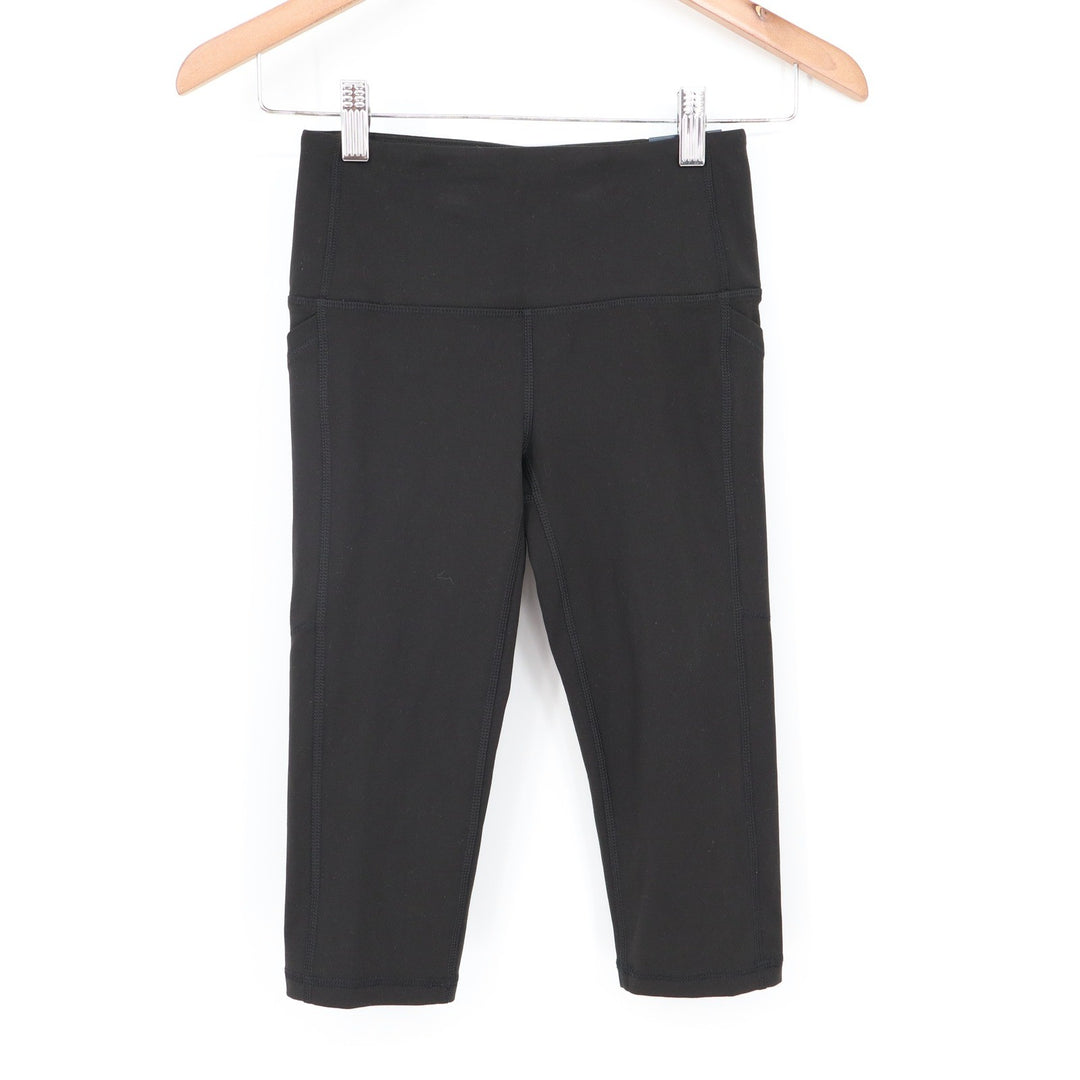 DSG Womens Momentum Crop Leggings Pure Black XXS High Rise Capri Pocket
