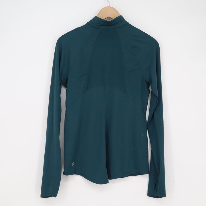 All in Motion Womens Teal Green Quarter Zip Pullover Thumbhole Active Top Size S