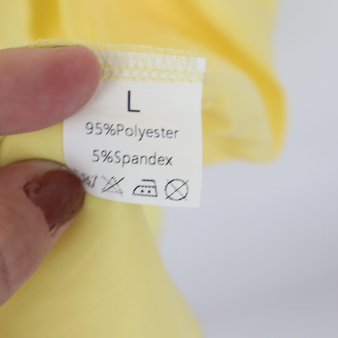 Yellow Cowl Neck Wrap Midi Dress Sleeveless Adjustable Straps Size L