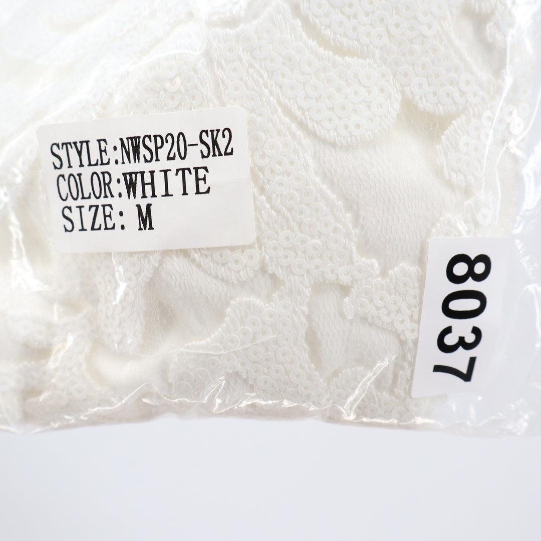 Naked Wardrobe The Statement White Sequin Lace Mini Skirt M
