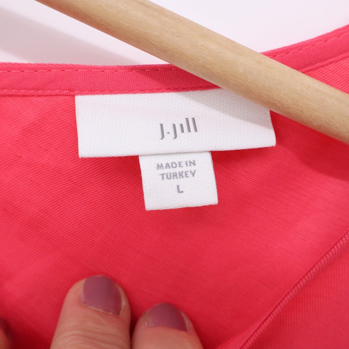 J.Jill Pink Linen Blend Sleeveless A-Line Midi Dress Large