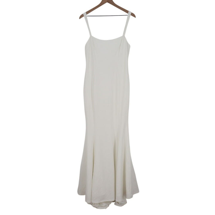 Lulus Safine Maxi Dress Womens Large White Stretch Backless Sleeveless Mermaid