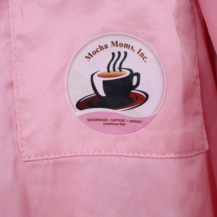 Mocha Moms Inc Pink Satin Nightshirt XL Button Down Long Sleeve Contrast Piping