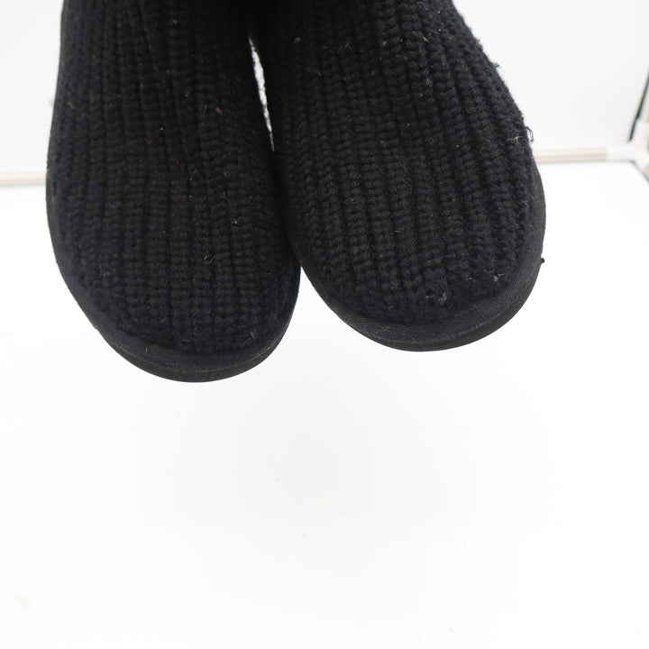 UGG Cardy Black Knit Button Slouch Sweater Boots Womens Size 9