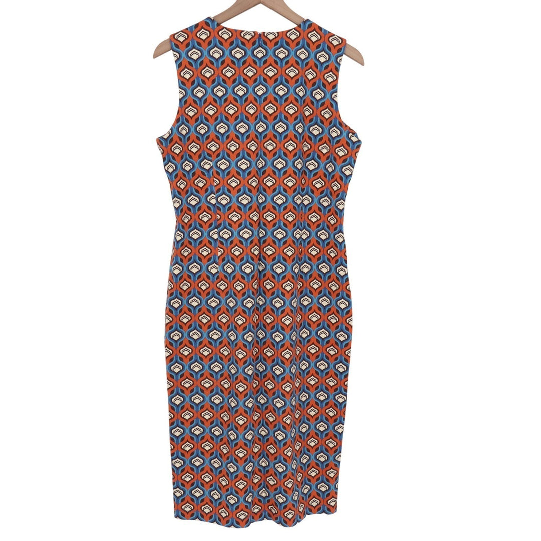 J.McLaughlin Bodycon Dress Womens L Multi Stretch Printed Sleeveless Round Neck