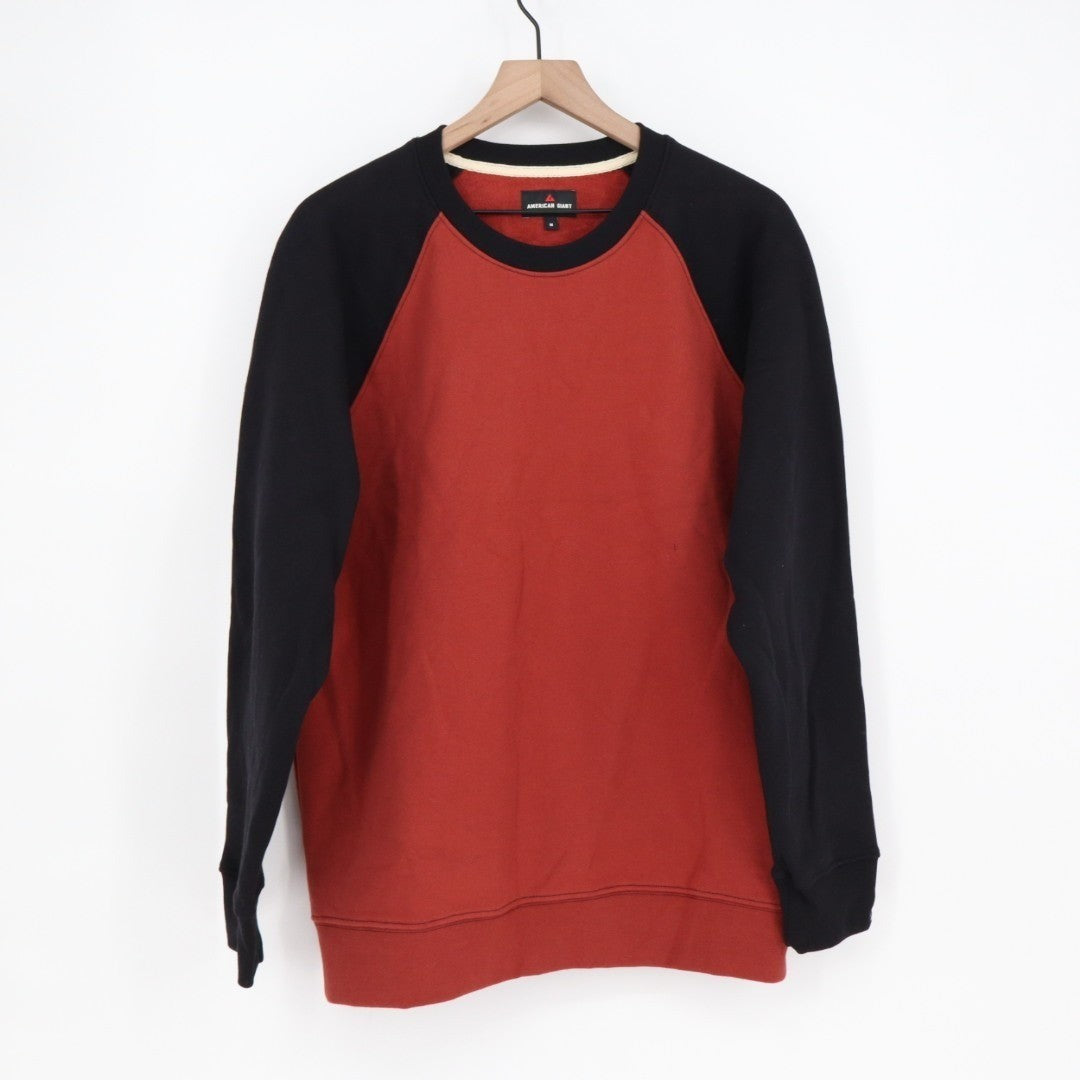 American Giant French Rib T-Shirt Mens XL Red Black Colorblock Cotton Pullover