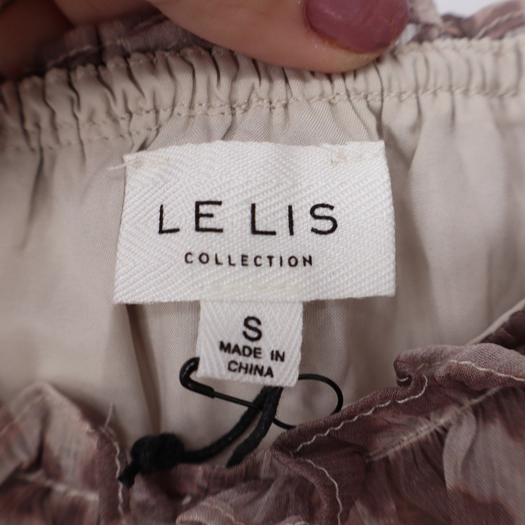 Le Lis Collection Mauve Leopard Print Tiered Ruffle Tie Strap Camisole Top S NEW