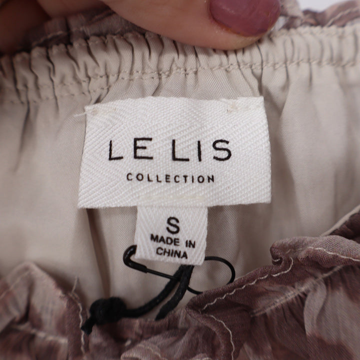Le Lis Collection Mauve Leopard Print Tiered Ruffle Tie Strap Camisole Top S NEW