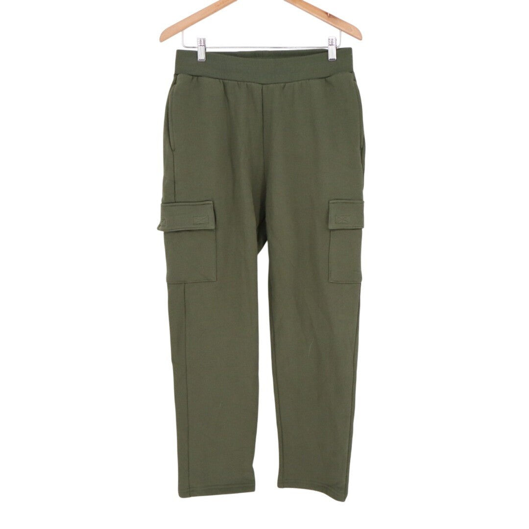 American Giant Sweatpants Womens Medium Green Cotton Cargo Pockets Fleece Lined