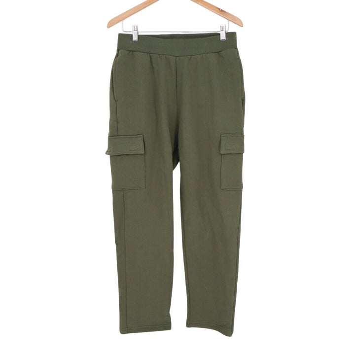 American Giant Sweatpants Womens Medium Green Cotton Cargo Pockets Fleece Lined