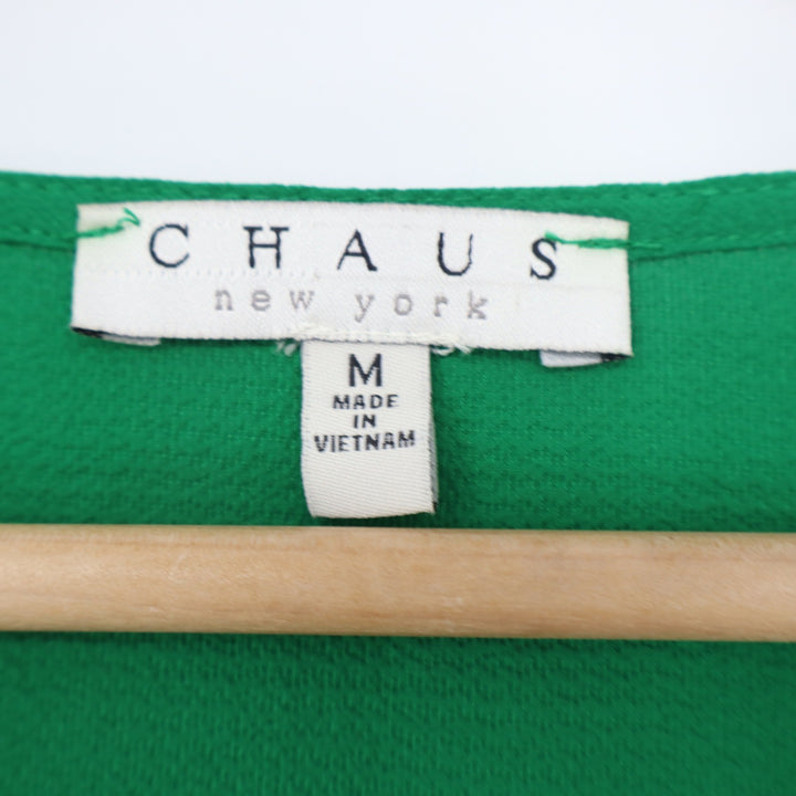 Chaus New York Green V-Neck Tie Sleeve Blouse Size M 11175