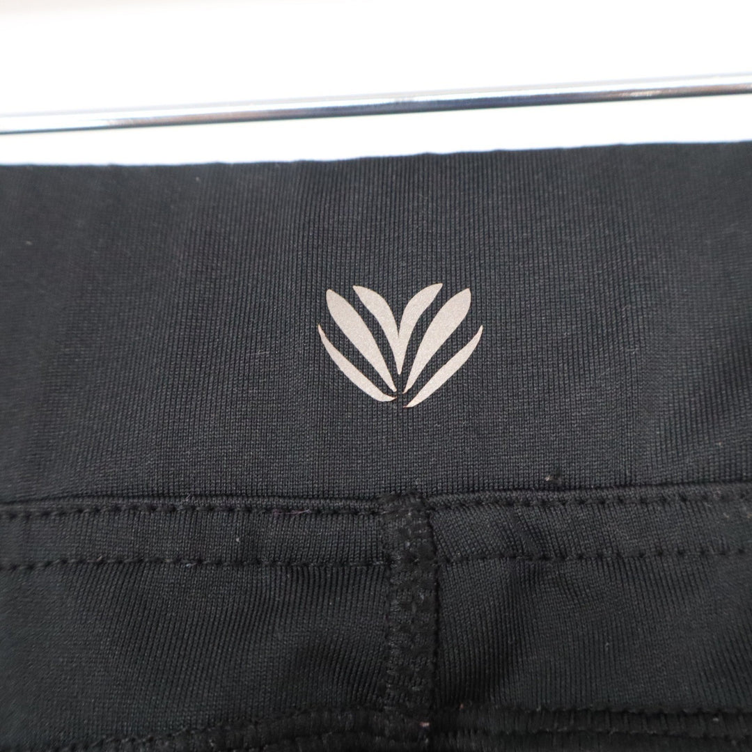 Forever 21 Active Womens Black Leggings Coral Drawstring Zipper Ankle Size S