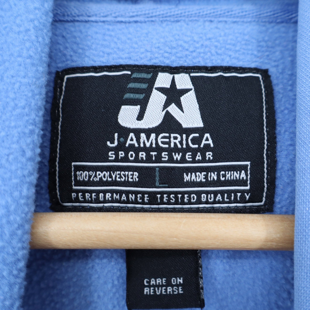 J America UNC Tar Heels Hoodie Mens Large Carolina Blue Performance Side Zip L