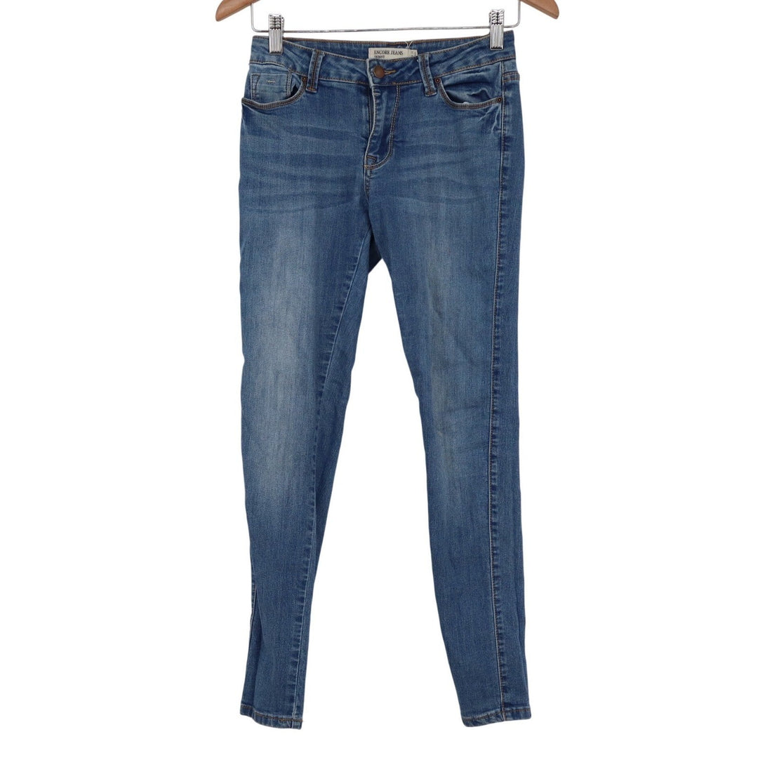 Encore Jeans Womens Skinny Fit Medium Wash Blue Denim