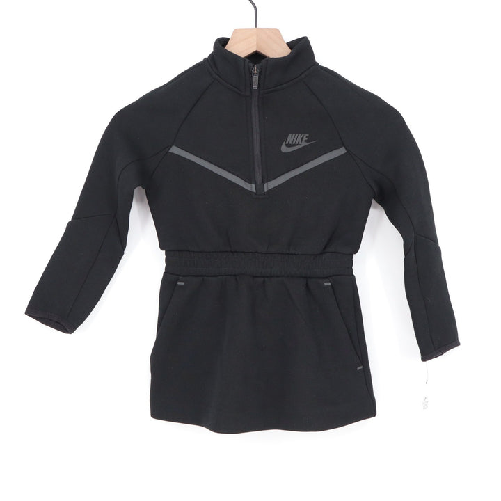 Nike Girls Black Tech Fleece Quarter Zip Dress XS 3-4 Years