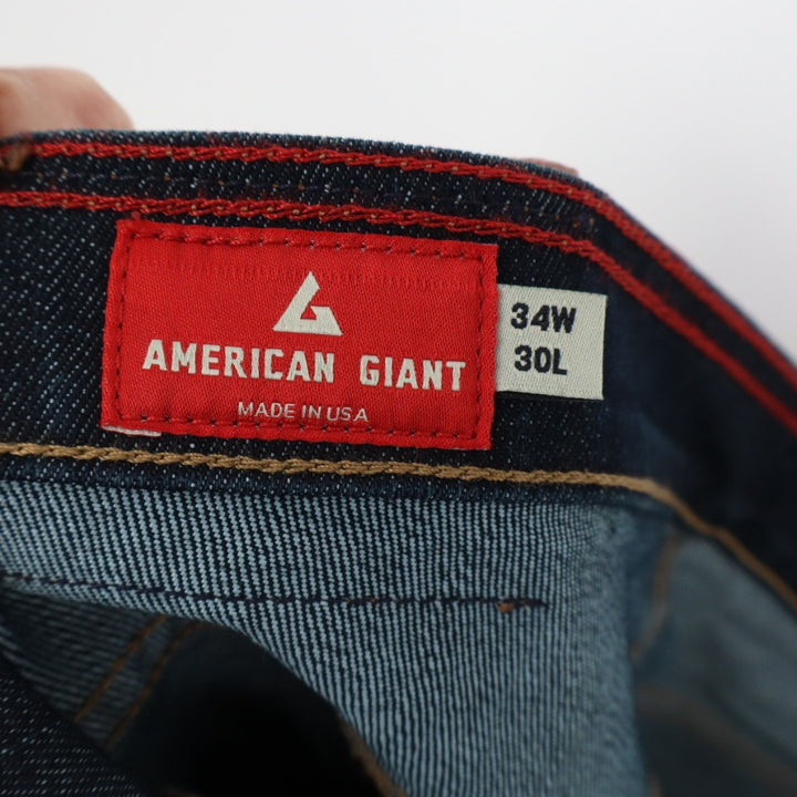 American Giant Dakota Jeans Mens 34x30 Blue Denim Preppy Cotton Stretch Straight